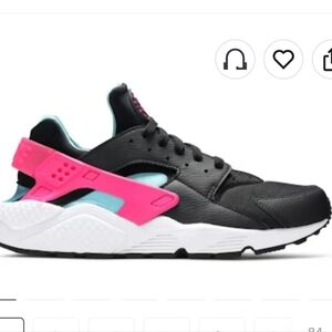 Nike Air Hurache Run South Beach Sneakers - Black, Pink, and Teal 11.5